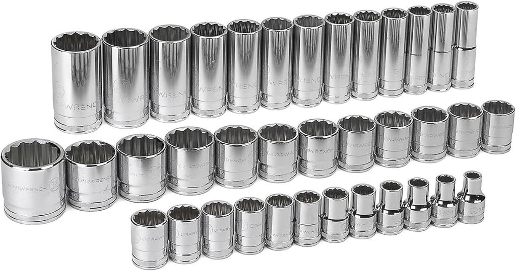 GEARWRENCH 37 Pc. 1/2' Drive 12 Point Standard & Deep Metric Socket Set - 80730