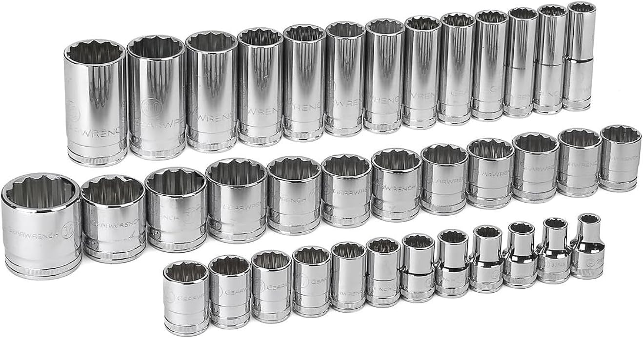 GEARWRENCH 37 Pc. 1/2' Drive 12 Point Standard & Deep Metric Socket Set - 80730
