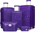 LARVENDER Luggage Sets 5 Piece Suitcases with Wheels Durable Hardshell Expandable Carry On with Lightweight Checked Duffel Bag Sets for Family Travel (28/24/20inch, Grape Purple)