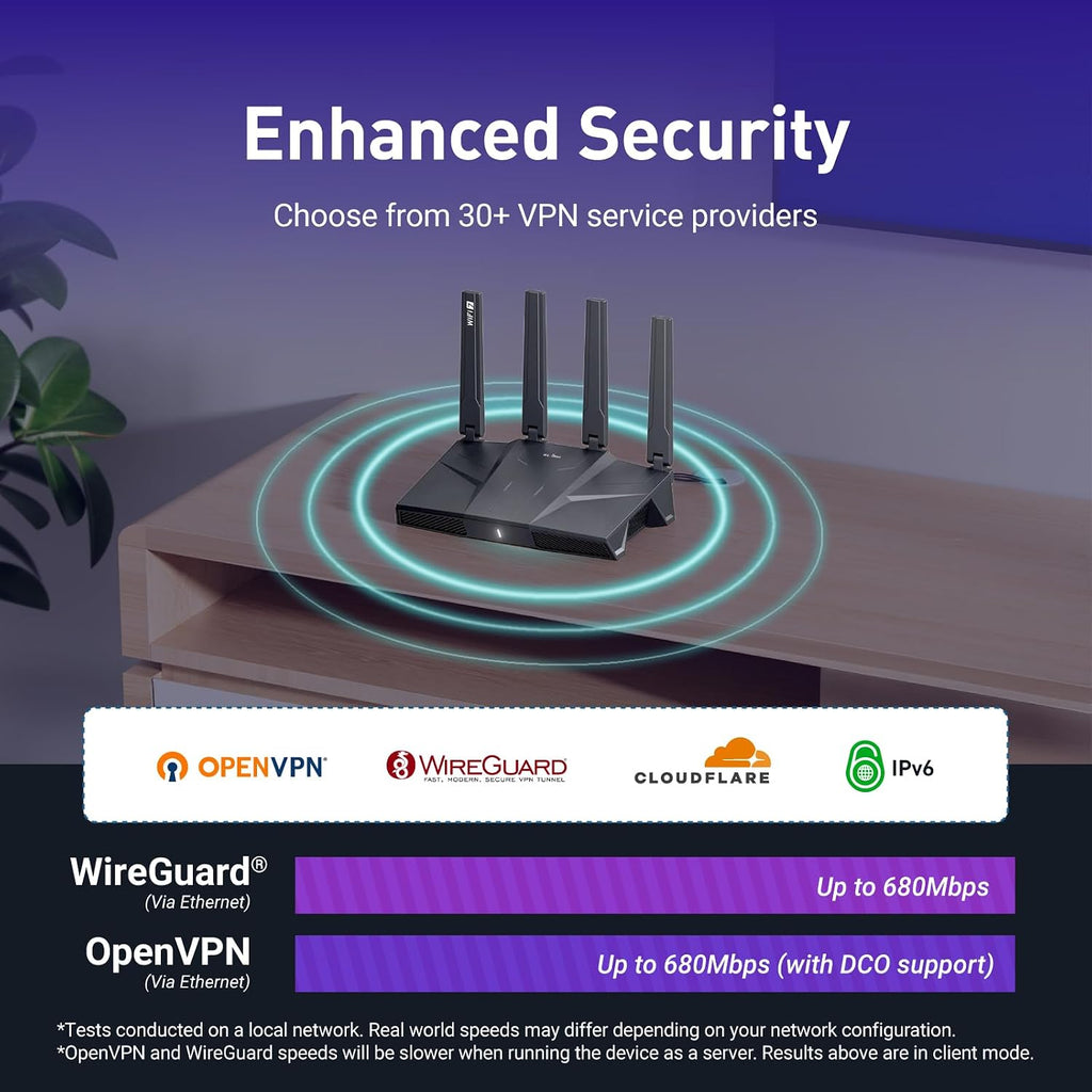 GL.iNet MT5000 (Brume 3) High-Speed Wired VPN Security Gateway & GL.iNet GL-BE9300 (Flint 3) Tri-Band WiFi 7 Router