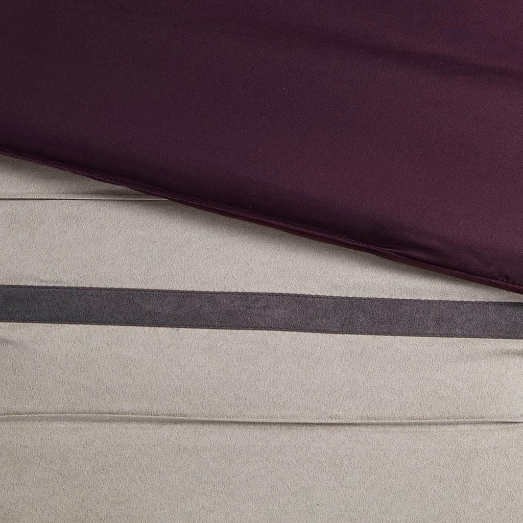 Madison Park Palmer Comforter Set - Faux Suede Design, Striped Accent, All Season Down Alternative Bedding, Matching Shams, Decorative Pillow, Bed Skirt, King (104 in x 92 in), Purple 7 Piece