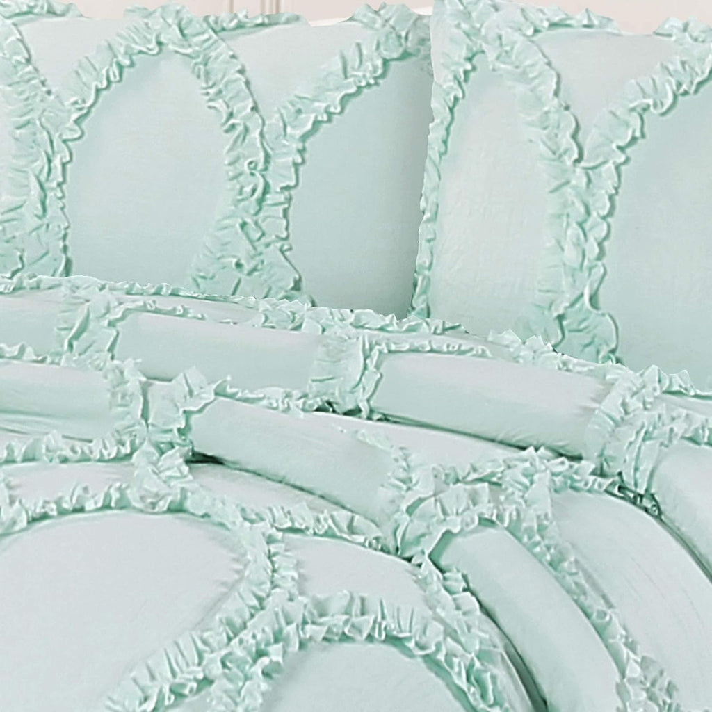 Lush Decor Avon 3 Piece Comforter Set, Full/Queen, Light Aqua - DISCONTINUED