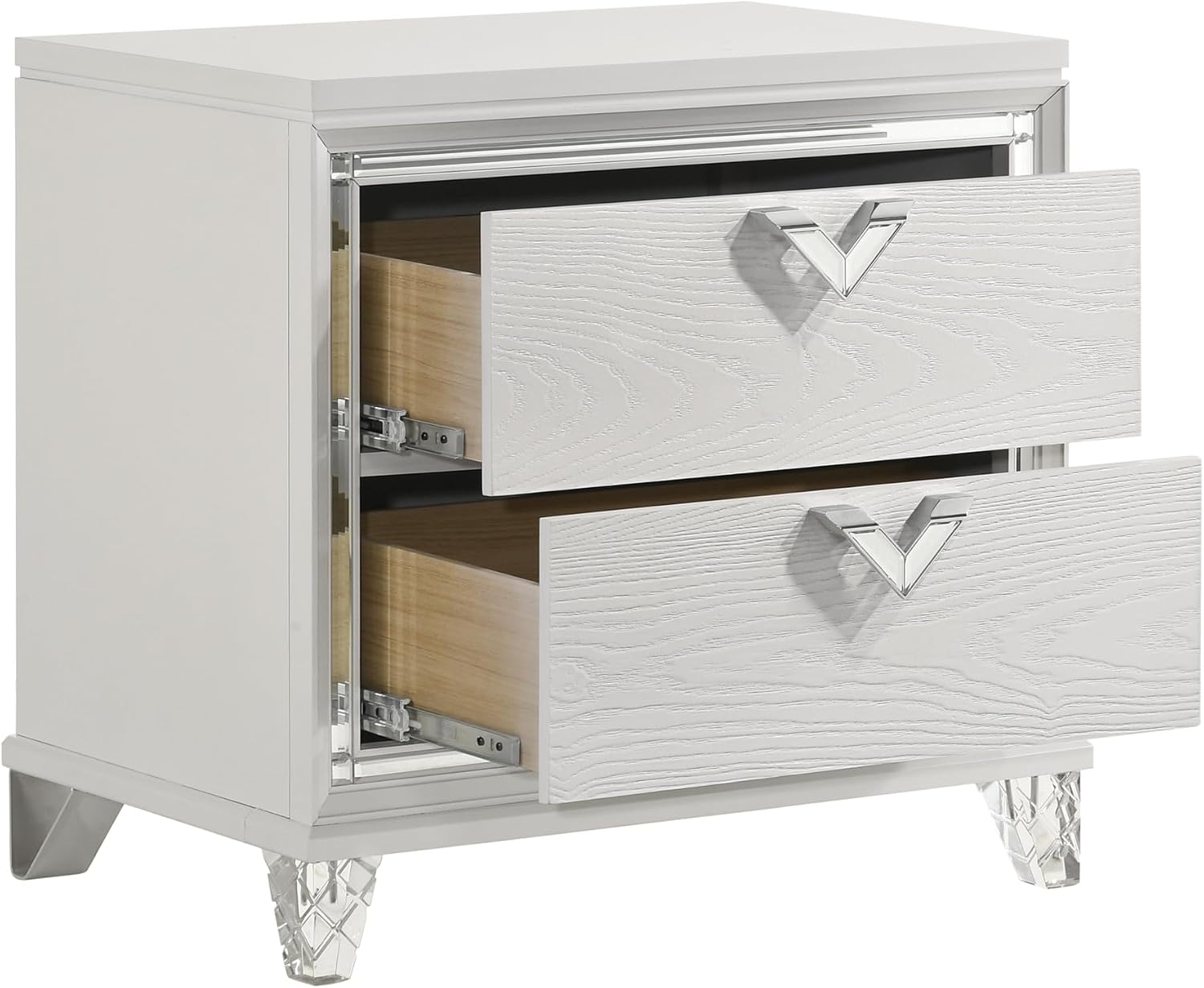 Modern Style King 4PC Bedroom Set with LED Accents & V-Shaped Handles