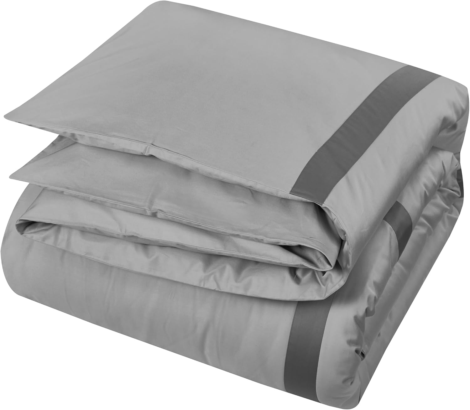 Casabolaj Equilibrio 2 Pieces Casual Duvet Cover Set-100% Egyptian Cotton Sateen 400 Thread Count-Modern Minimalist Bedding Sets Cross Patchwork Manufacturing-Silver/Grey Color (Twin)