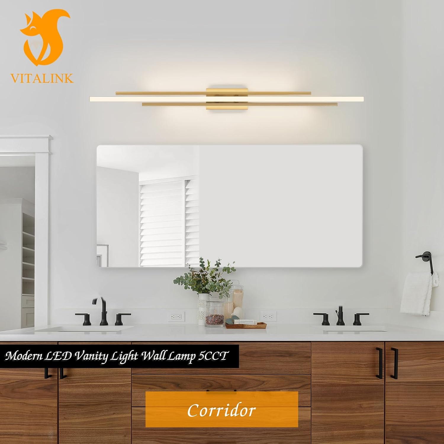 55' Long Vanity Light Gold Bathroom Wall Light Fixtures Long Vanity Lights Over Mirror Lighting Lamps Dimmable Bathroom Wall Mount Lighting Over Vanity Mirror
