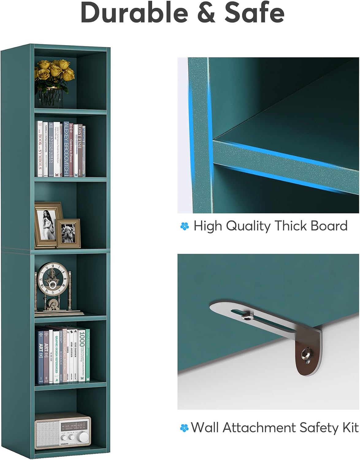 Tribesigns 70.9 Inch Tall Narrow Bookcase Set of 2, Rustic Corner Bookcase with Storage, 6 Tier Cube Display Shelves for Home Office