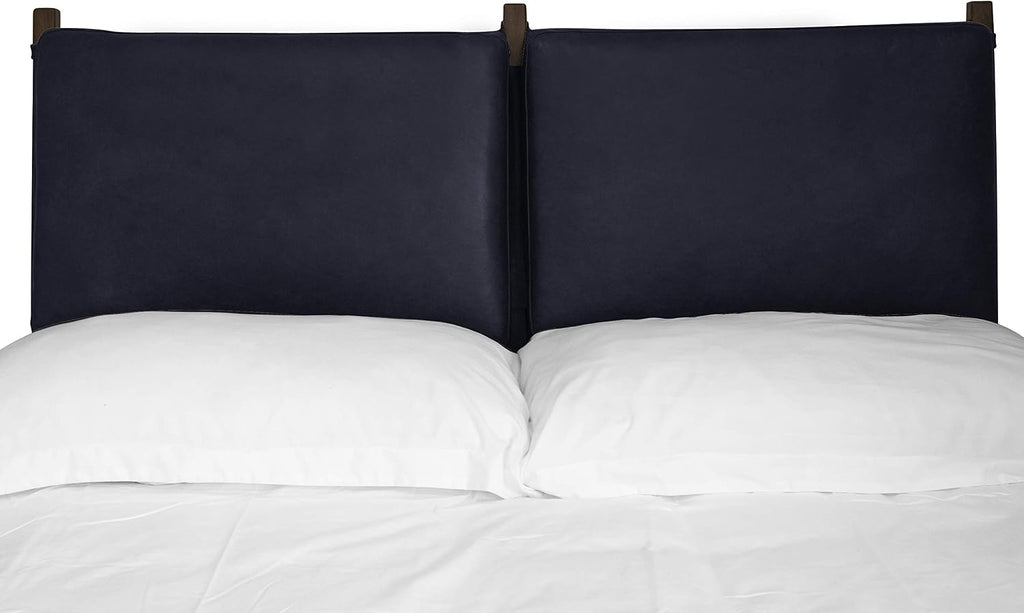 Poly & BARK Truro King Bed Headboard Cushion Set in Full-Grain Semi-Aniline Italian Tanned Leather in Midnight Blue