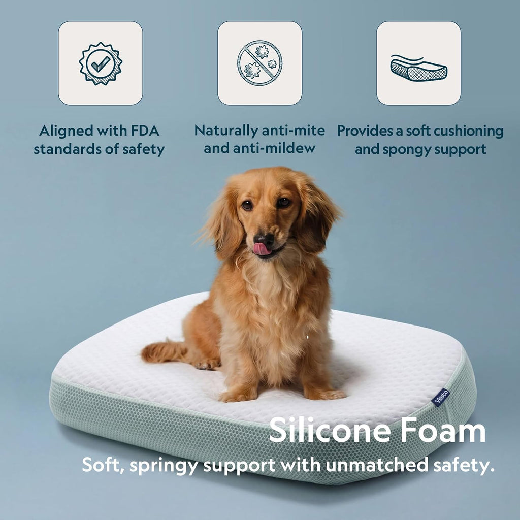 Vesta MintZen Silicone Foam Pillow, Wave Shape for Shoulder & Neck Support, Ideal for Back, Stomach, and Combo Sleepers, Washable Cooling Cover, Medium Profile (3-3.5' Height)