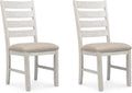 Signature Design by Ashley Skempton Modern Farmhouse Dining Room Chair, 2 Count, Ladderback Design, Wood, 17.75' W x 21.5' D x 38.63' H, White and Light Brown