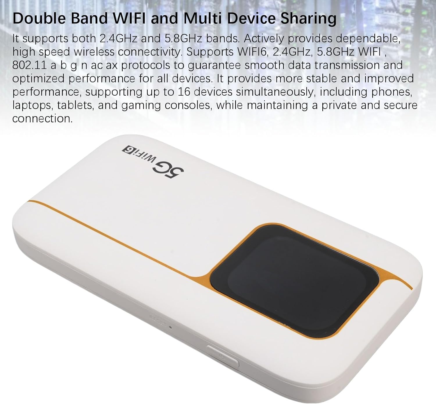 5G WiFi 6 Mobile Hotspot, Wireless Hotspot Router, Portable WiFi Device Supports SIM Card Slot and 16 Devices, 2.01 inch Touch Screen 7100mAh Rechargeable for Travel, Home