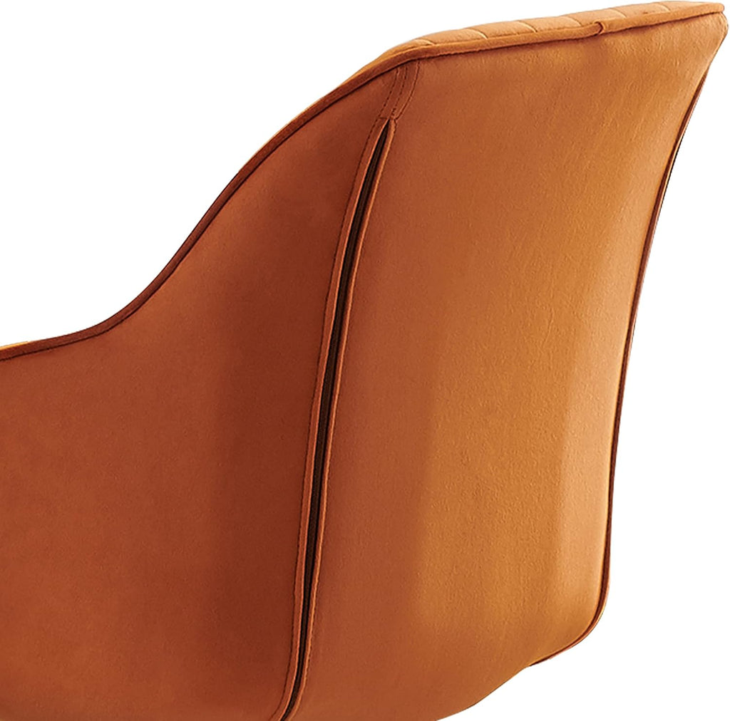 Volans Swivel Accent Chair, Mid Century Modern Swivel Desk Chair with Hollow Brushed Gold Plated Legs Office Chairs for Living Room, Dining Room, Small Space, Cinnamon