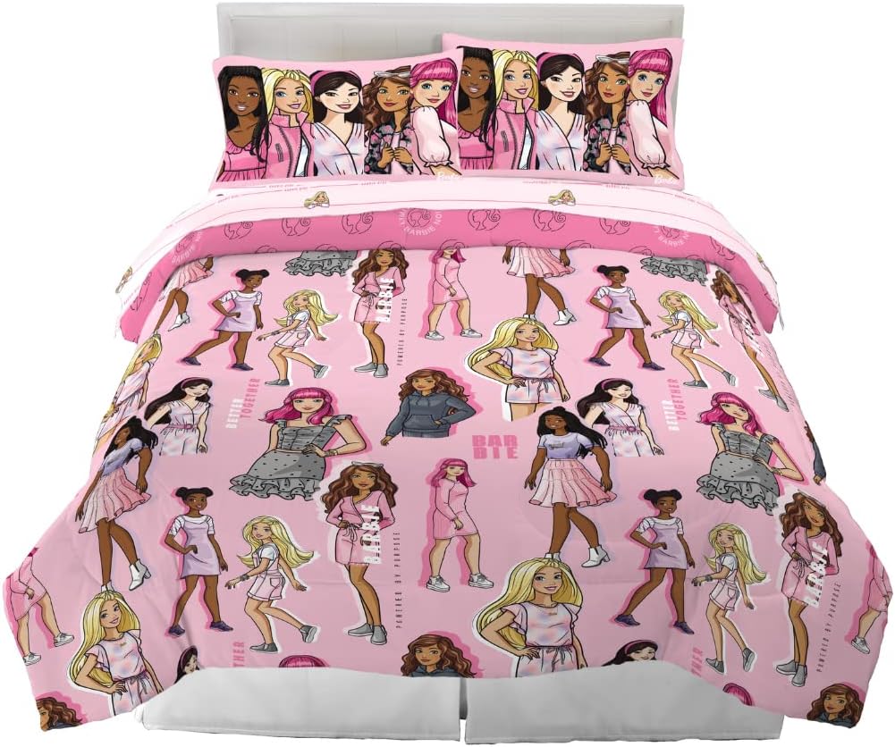 Franco Barbie Barbicore Bedding Super Soft Comforter and Sheet Set with Sham, 7 Piece Queen Size, (Official Licensed Product)