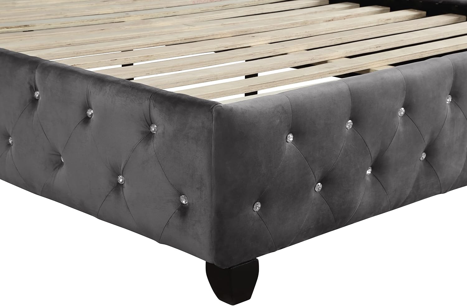 Full 5 Pc Upholstery Bedroom Set Made with Wood in Gray OM403
