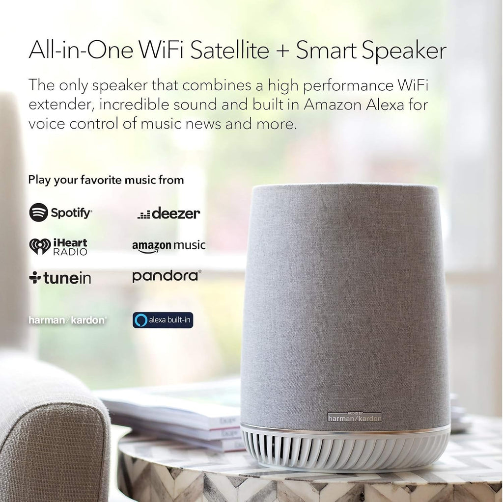 NETGEAR Orbi Voice Smart Speaker & WiFi Mesh Extender with Amazon Alexa Built-in (RBS40V), Works with Any WiFi Router (Renewed)