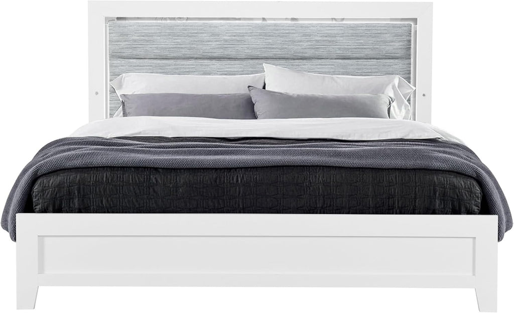 5PC White Full 5PC Bedroom Set with LED