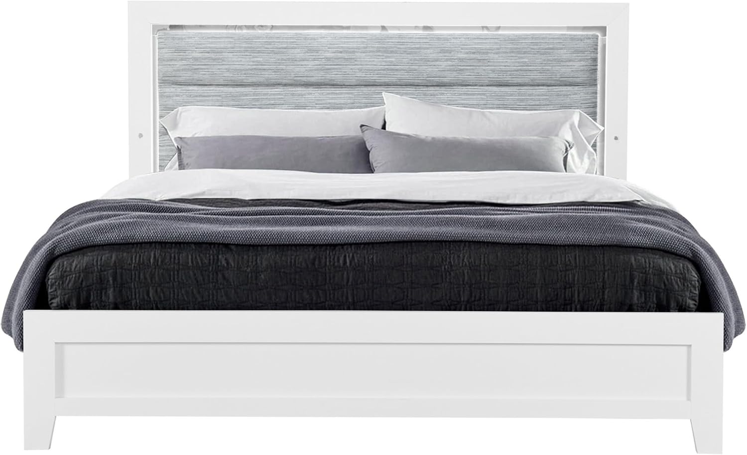 5PC White Full 5PC Bedroom Set with LED