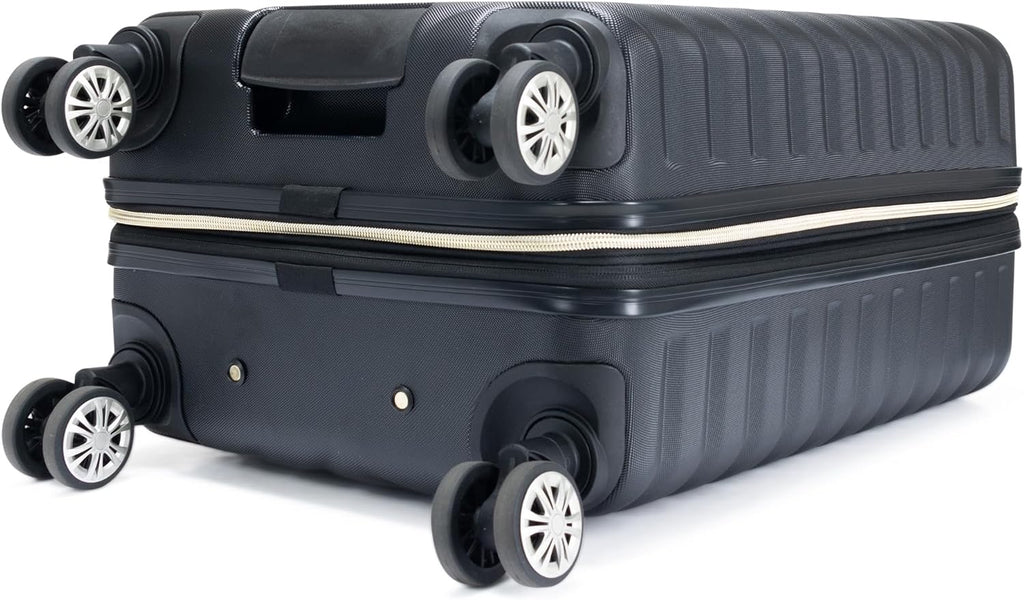 Kenneth Cole REACTION Madison Square Lightweight Hardside Chevron Expandable Spinner Luggage, Black, 20-Inch Carry On