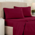 Superior 1200 Thread Count Egyptian Cotton Sheet Set, Bedroom Sheets, Modern Home Essentials, Luxury Bedding, 1 Elastic Deep Pocket Fitted Bed Sheet, 1 Flat Sheet, 2 Pillowcases, Queen, Burgundy