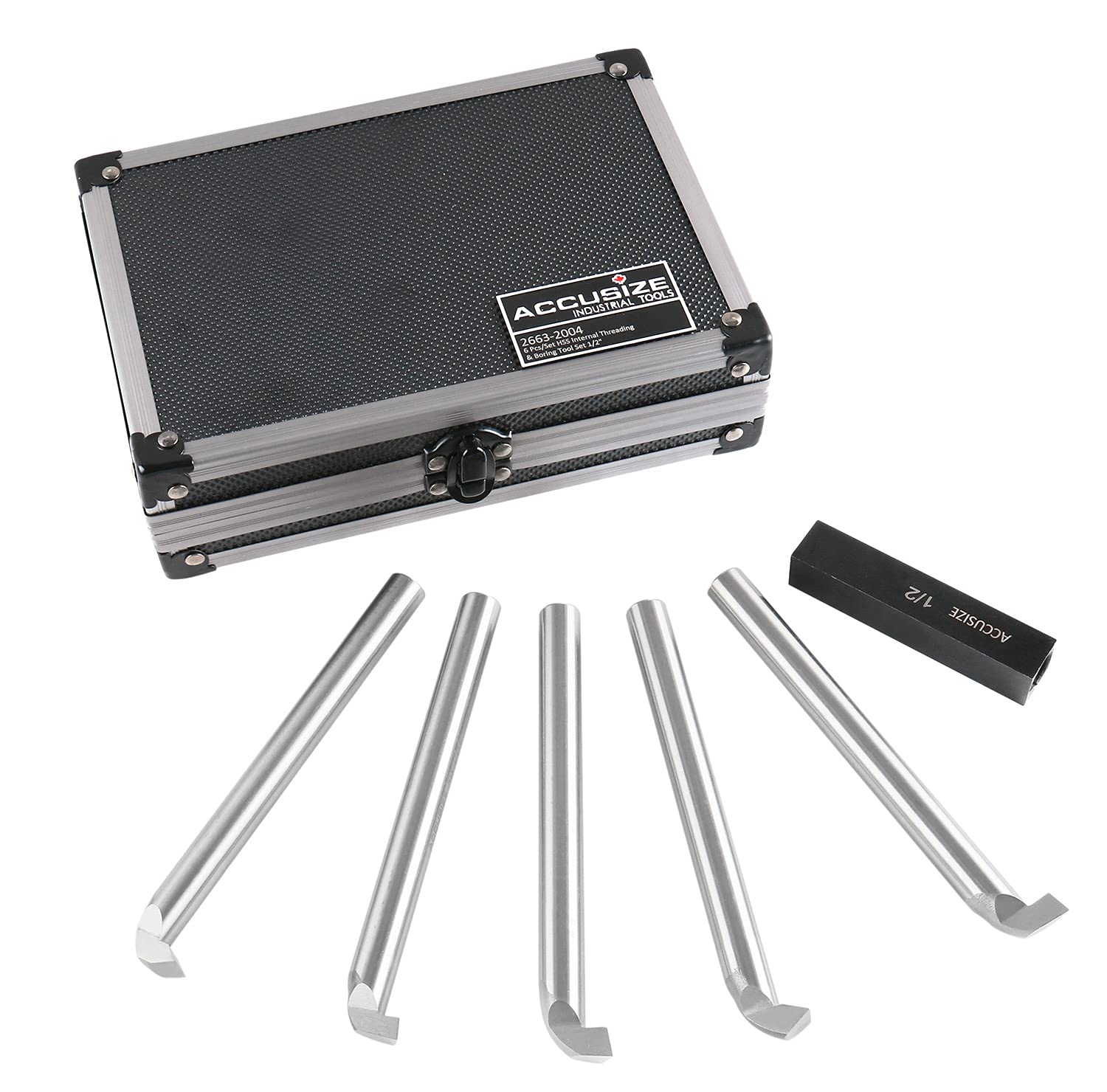 Accusize Industrial Tools 1/2 inch 6 pcs H.S.S. Internal Threading and Boring Tool Set, 2663-2004