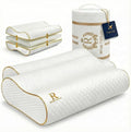 Royal Therapy Travel Memory Foam Pillow 2-Pack, Neck Pillow Bamboo Adjustable Side Sleeper Pillow