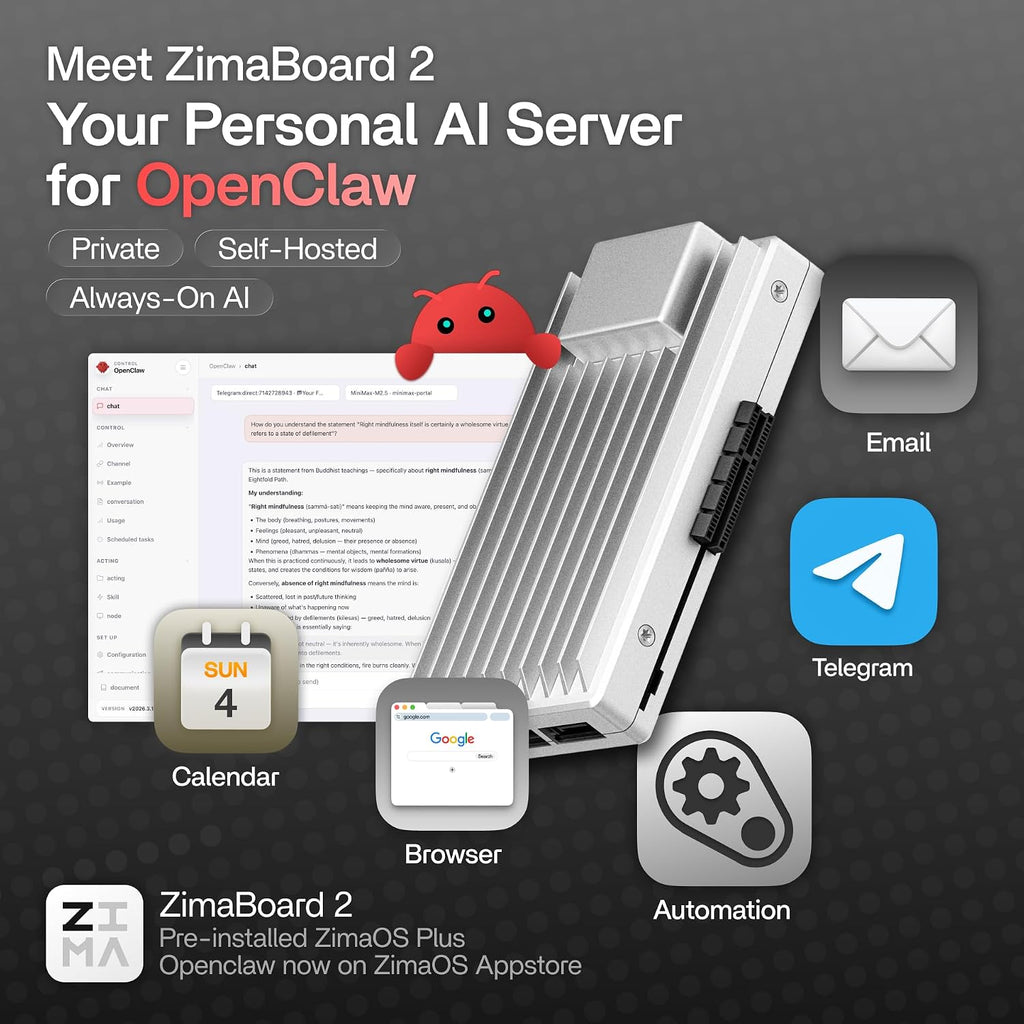 ZimaBoard 2 1664 x86 Home Server, Quad-Core N150, 16GB DDR5, 64GB eMMC, PCIe 3.0×4 Expansion, Dual 2.5GbE & Dual SATA3.0, Low-Power 24/7 Fanless, All-in-One NAS/Router/Docker/Home Lab with ZimaOS
