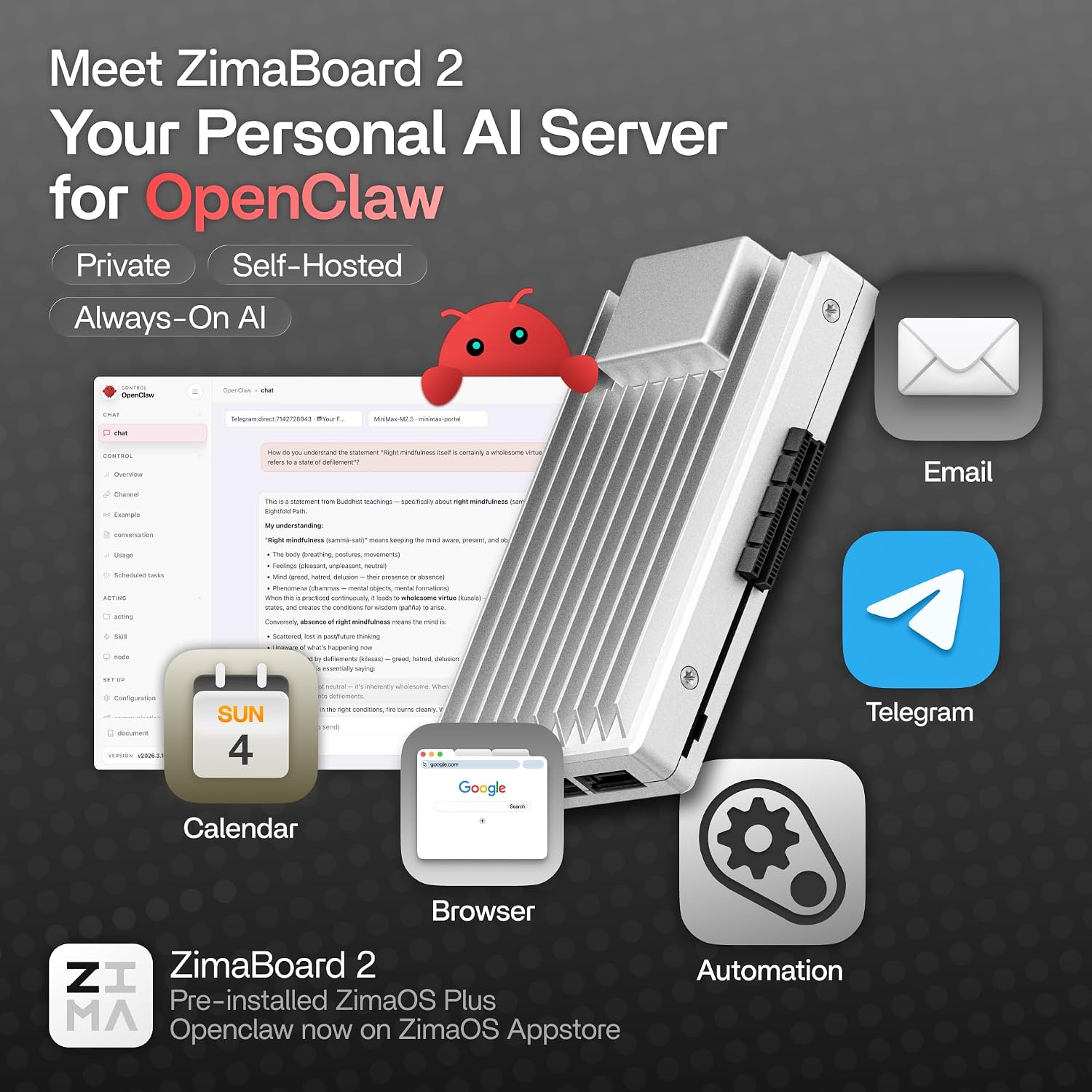 ZimaBoard 2 1664 x86 Home Server, Quad-Core N150, 16GB DDR5, 64GB eMMC, PCIe 3.0×4 Expansion, Dual 2.5GbE & Dual SATA3.0, Low-Power 24/7 Fanless, All-in-One NAS/Router/Docker/Home Lab with ZimaOS