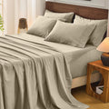 Bedlifes 100% French Flax Linen Sheets Set King Size - 6 Piece Extra Deep Pocket 18-24',Soft Breathable King Bed Sheets with Temperature Regulating & Moisture-Wicking(Taupe