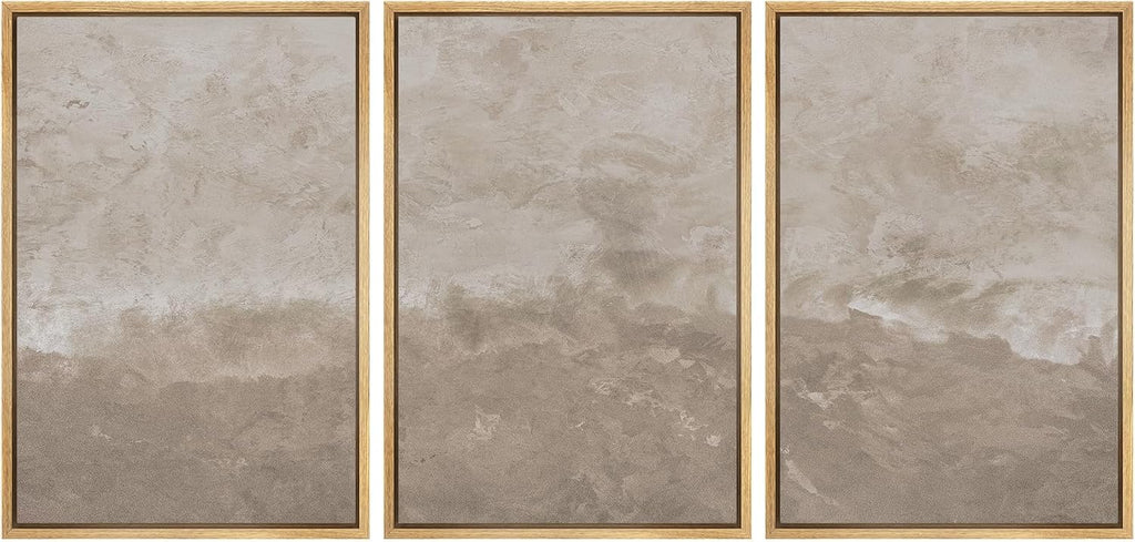 SIGNWIN Framed Canvas Print Wall Art Set Neutral Sand Minimalist Beige Abstract Illustrations Modern Scenic Colorful Ultra for Living Room, Bedroom, Office - 16'x24'x3 Natural
