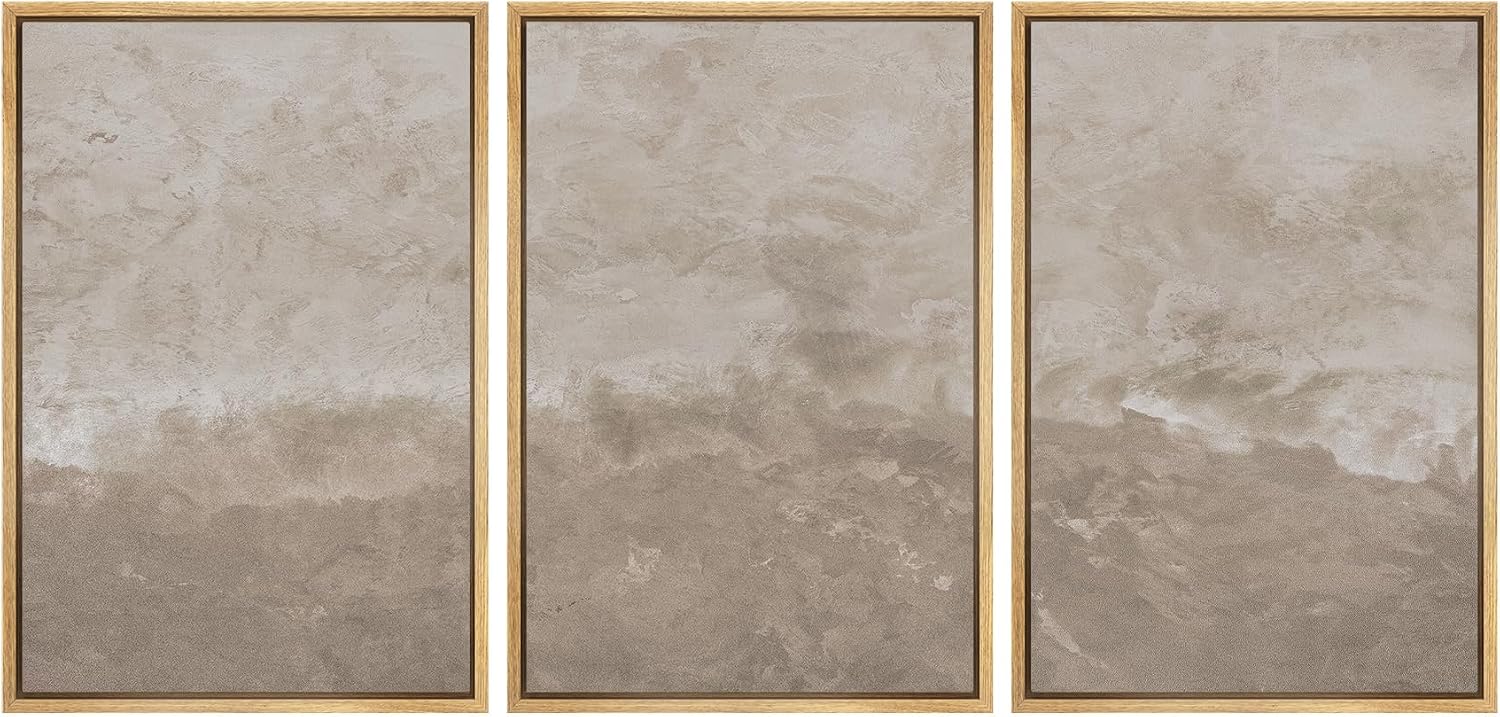 SIGNWIN Framed Canvas Print Wall Art Set Neutral Sand Minimalist Beige Abstract Illustrations Modern Scenic Colorful Ultra for Living Room, Bedroom, Office - 16'x24'x3 Natural