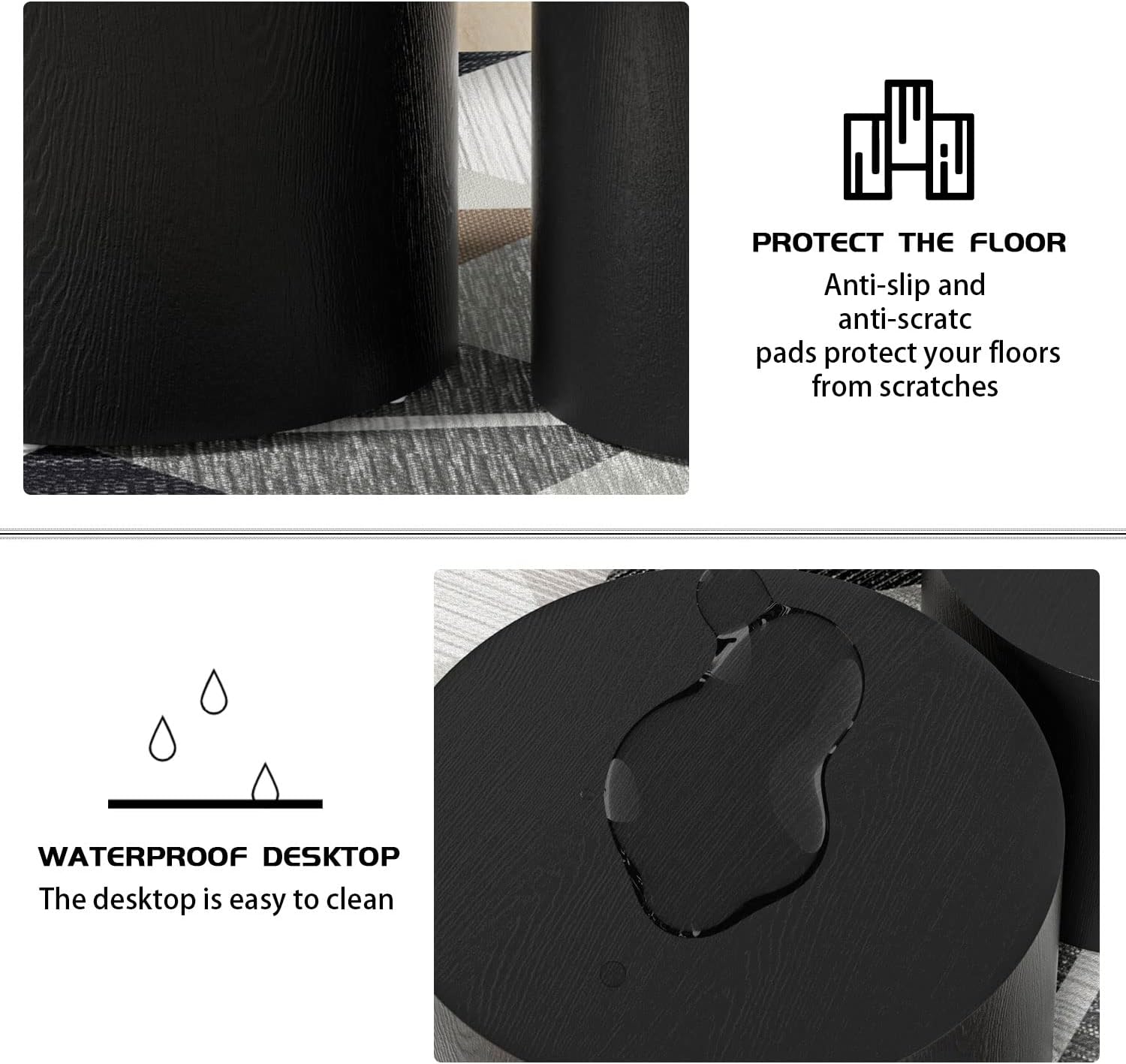 Black Round Nesting Coffee Table Set of 2, Modern Wood Side Table Full Assembly for Small Space Living Room Apartment - Black
