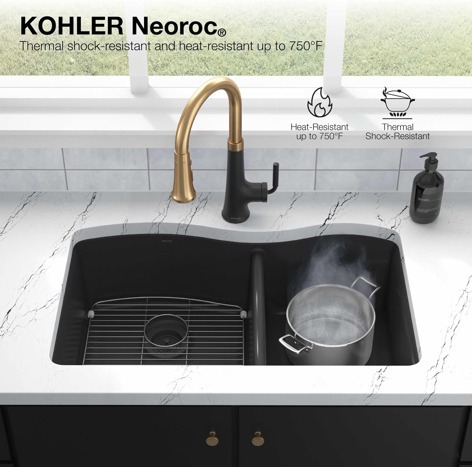 Kohler 28000-CM7 Cairn® 27-1/2' undermount single-bowl kitchen sink, Matte Graphite