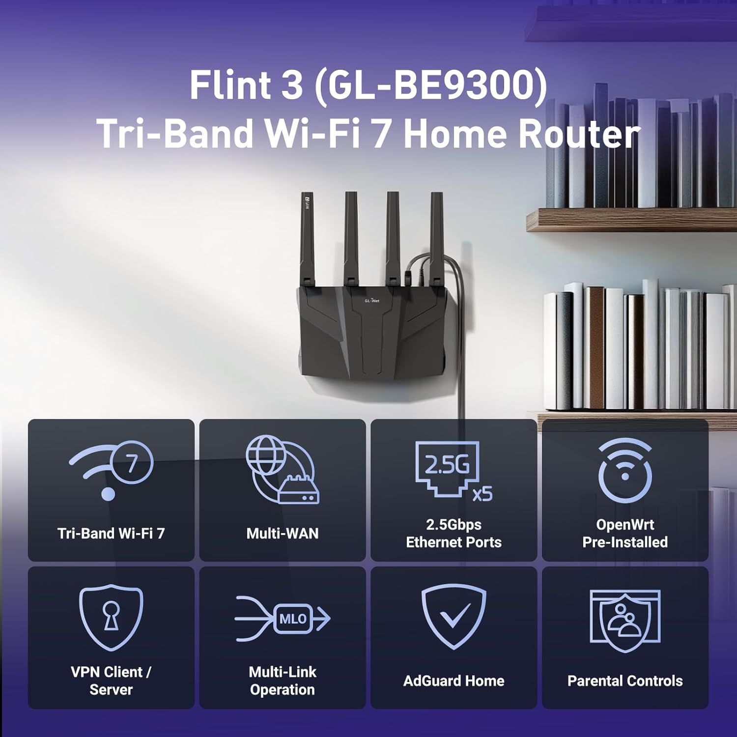 GL.iNet GL-BE9300(Flint 3) Tri-Band WiFi 7 Router & GL.iNet GL-MT3000 (Beryl AX) Portable Travel Router