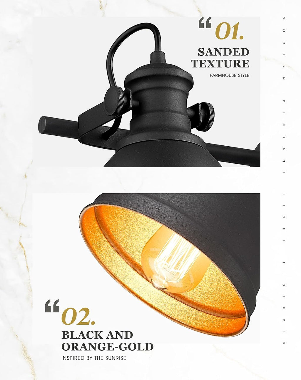 Bathroom Light Fixtures, 4-Light Industrial Vanity Lights with Black Metal Shade, Rustic Bathroom Lighting Fixtures Over Mirror, Wall Mounted, AD-2151-4W