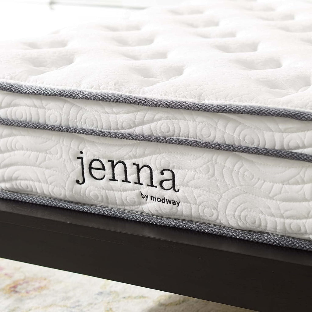 Modway Jenna 8' Innerspring and Memory Foam Twin Mattress With Individually Encased Coils, White