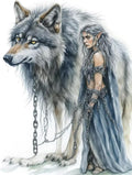 Wolf Paint by Numbers Woman Paint by Numbers Kit for Adults with 3 Paintbrushes and Acrylic Pre Drawn Canvas Oil Painting Crafts Set, Home Wall Decor Gifts, Hobbies for Women 40x53in with Frame -12iI