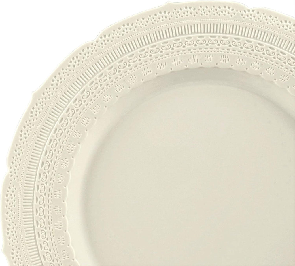 ' OCCASIONS ' 240 Plates Pack, Extra Heavyweight Vintage Wedding Party Disposable Plastic Plates (8.25'' Appetizer/dessert plate, Chateau Ivory)