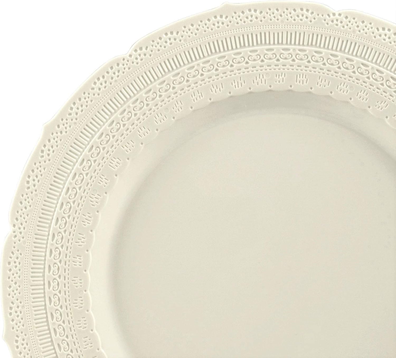 OCCASIONS 240 Piece Heavy Duty Disposable Plastic Plates for Party, 11' Premium Reusable Dinner Plates, Elegant Wedding & Event Tableware, BPA-Free, Chateau Ivory