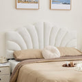 Upholstered Headboard Only Adjustable Bed Headboards Queen/Full Size, Tiara Crown Shape Headboards with Wood Legs, Velvet Petal Head Board Wall Protector for Dorm Bedroom, White