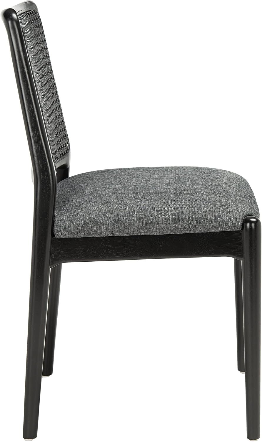SAFAVIEH Home Collection Reinhardt Rattan Cushion Dining Chair (Set of 2) -Fully Assembled DCH8800C-SET2, Black/Grey