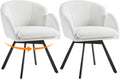 Yaheetech Swivel Accent Chair, Flower Chenille Armchair, Vanity Chair Side Chair with 360-Degree Swivel Base and Seat Cushion for Living Room/Bedroom/Home Office/Makeup, White, Set of 2