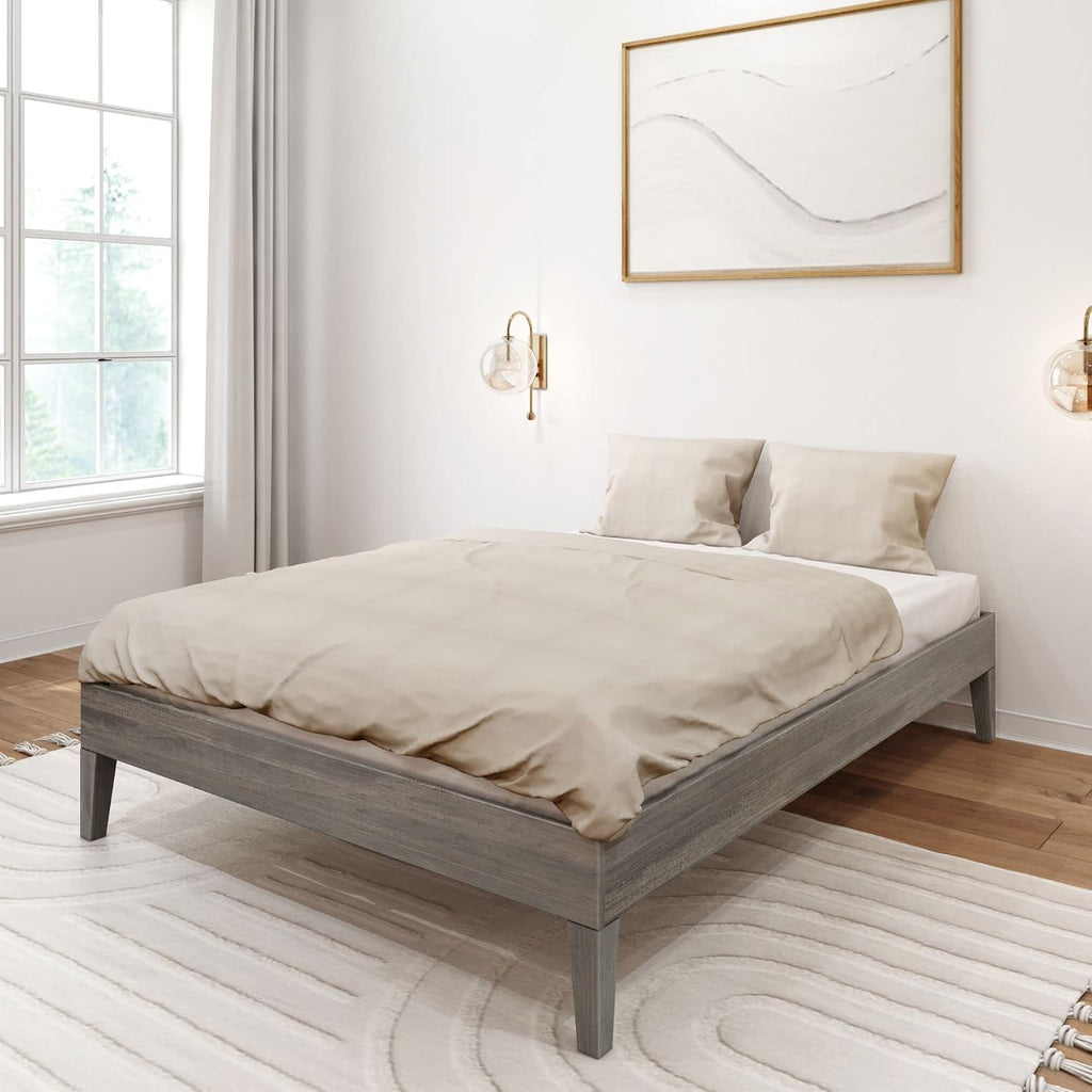 Plank+Beam Solid Wood Platform Bed Frame, Strong Wood Slat Support, No Box Spring Needed, Easy Assembly, Driftwood, Full