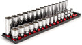 TEKTON 1/2 Inch Drive Shallow and Deep 12-Point Socket Set with Rails and Tray, 30-Piece (10-24 mm) | SHD92212