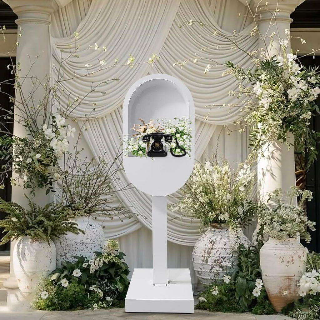 Audio Guest Book Phone Booth Stand, Romantic Metal Audio Guestbook Telephone Booth for Wedding Birthdays Party Graduation Baby Shower Retirement Special Occasions Decoration