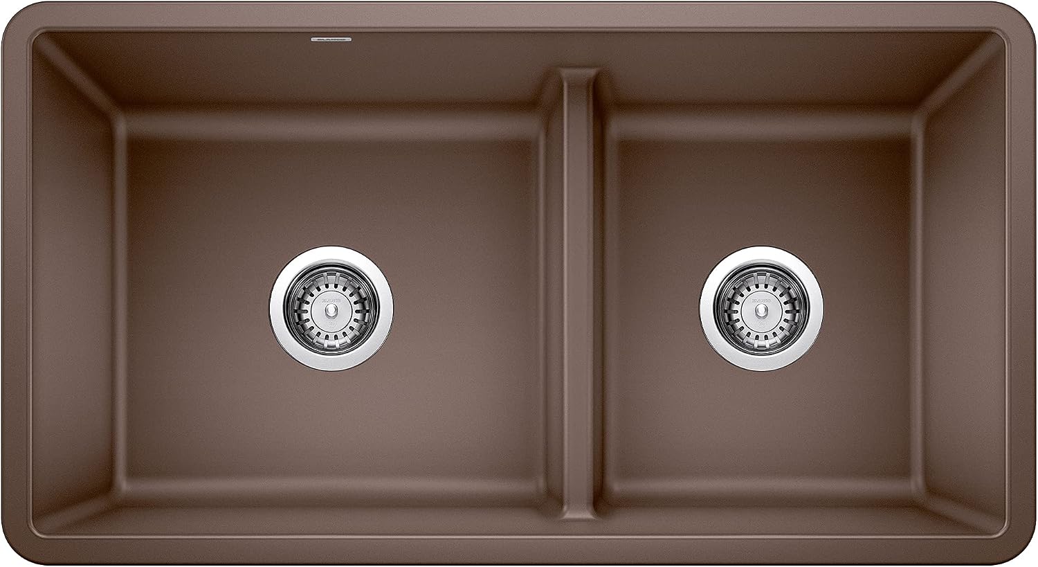 BLANCO 442528 Precis Silgranit 60/40 Double Bowl Reversible Undermount Kitchen Sink with Low Divide, Café