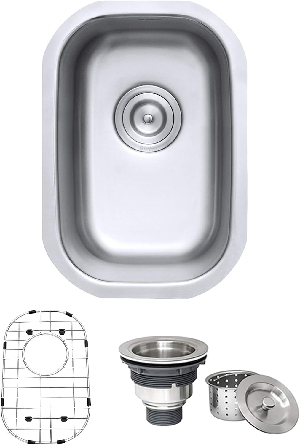 Ruvati 12 x 18 inch Rounded Corners Undermount Kitchen Sink Single Bowl - 16 Gauge Stainless Steel Bar Prep Sink with Brushed Finish hides scratches, Easy-to-Clean Undermount kitchen Sink - RVM4111