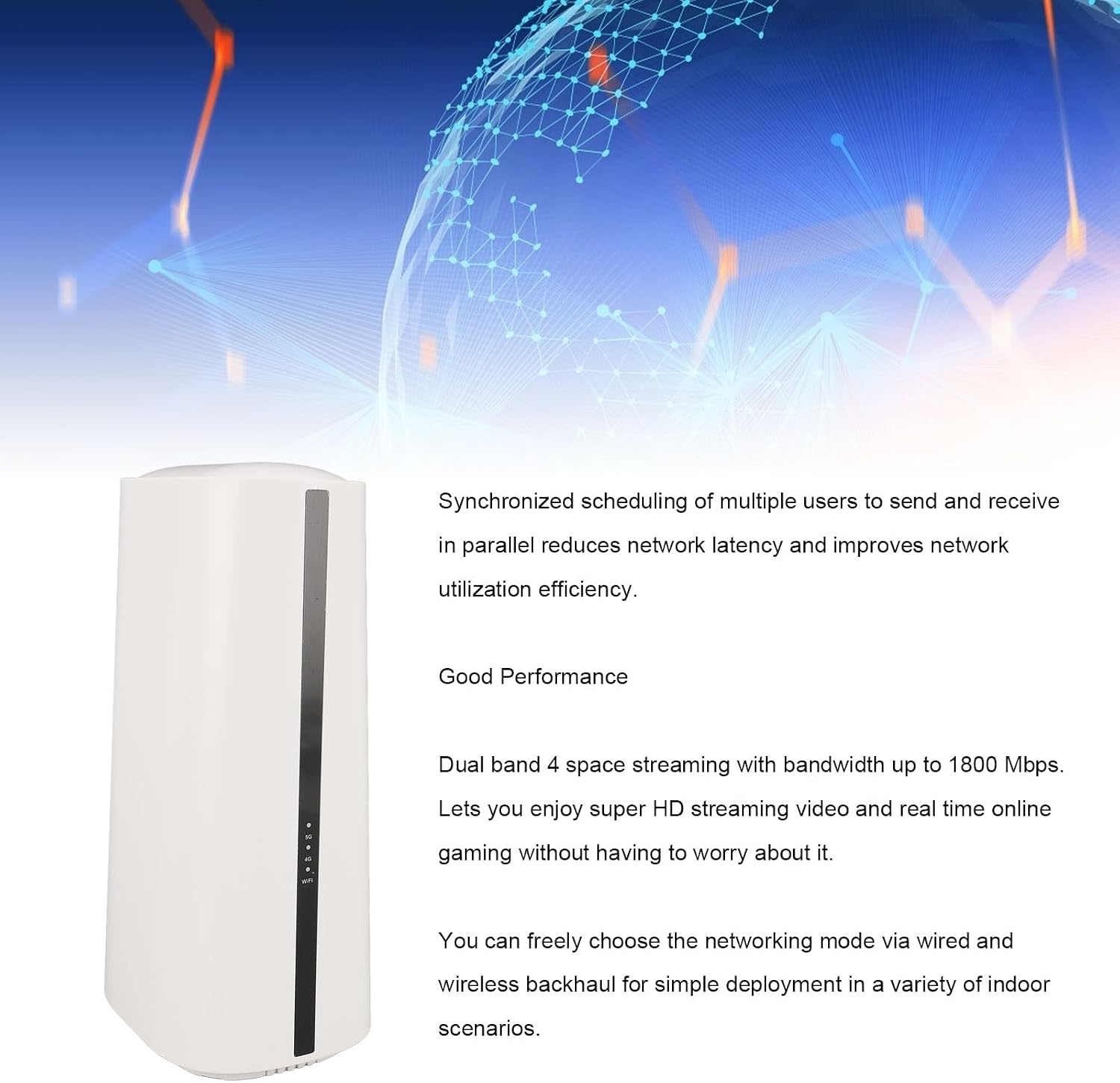 5G Wire Less Internet Router, Support 64 Users, Full Band Gigabit 2.4G Plus 5.8G CPE Dual Band WiFi6 Router for Home and Office (US Plug 100‑240V)