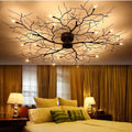 60' Large Semi Flush Mount Ceiling Light Fixture,Black Modern Chandelier with Branch Shapes,20 Light 100W Ceiling Lamp LED G4 Warm Light,Large Farmhouse Dining Room Living Bedroom Fixtures