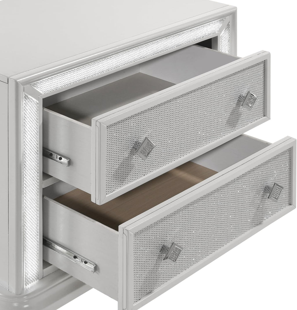 New Classic Furniture Stardust Wood 2-Drawer Nightstand, White