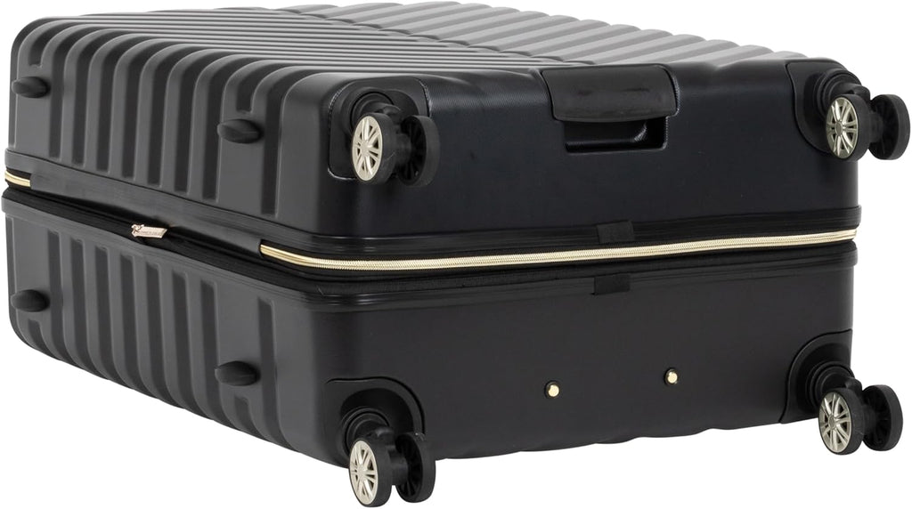 Kenneth Cole REACTION Madison Square Lightweight Hardside Chevron Expandable Spinner Luggage, Black, 2-Piece Set (20' & 28')