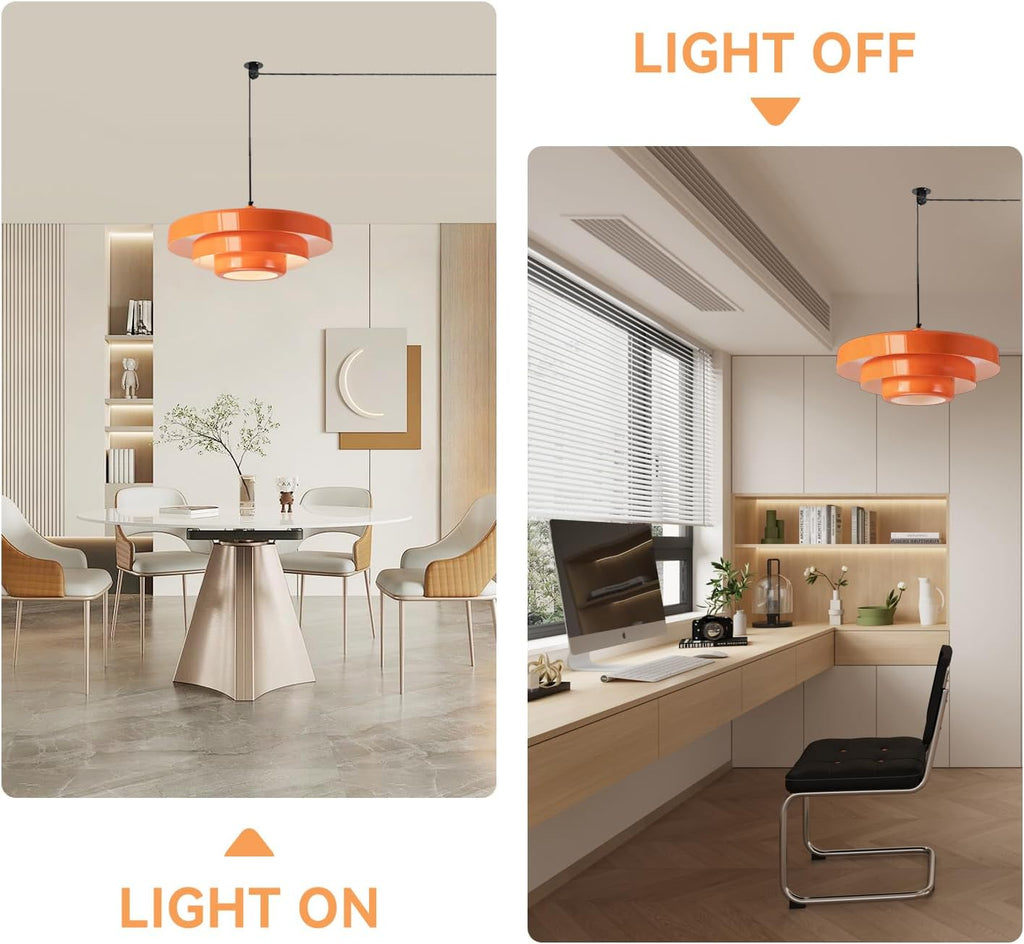 Plug in Pendant Light Fixtures, Plug in Chandelier Mid Century Modern Hanging Lamp with Pulley Nordic Style Pendant Lamp Metal Shade On/Off Switch Hanging Light for Living Room Dining Bedroom Kitchen